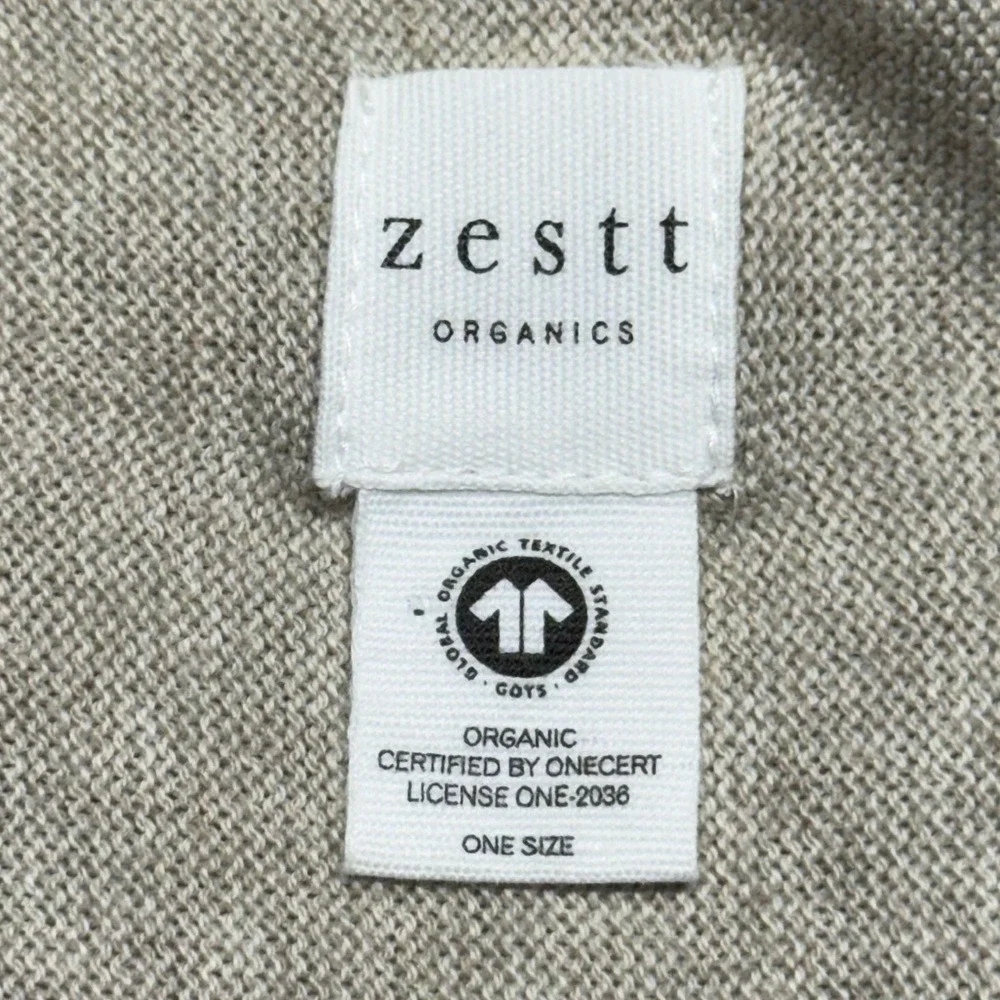 Zestt Organic Cotton Knit Open Front Long Cardigan Beige White One‎ Size Duster